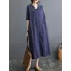 Chinese Frog Buttons Pockets Solid Color Split-Side A-Line Loose V-Neck Midi Dresses Chinese Frog Buttons Pockets Solid Color Split-Side A-Line Loose V-Neck Midi Dresses