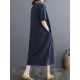 Chinese Frog Buttons Pockets Solid Color Split-Side A-Line Loose V-Neck Midi Dresses Chinese Frog Buttons Pockets Solid Color Split-Side A-Line Loose V-Neck Midi Dresses