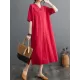 Chinese Frog Buttons Pockets Solid Color Split-Side A-Line Loose V-Neck Midi Dresses Chinese Frog Buttons Pockets Solid Color Split-Side A-Line Loose V-Neck Midi Dresses