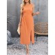 Hollow Solid Color Split-side Sleeveless Round-neck Midi Dresses Hollow Solid Color Split-side Sleeveless Round-neck Midi Dresses