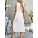 Hollow Solid Color Split-side Sleeveless Round-neck Midi Dresses Hollow Solid Color Split-side Sleeveless Round-neck Midi Dresses