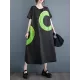 Contrast Color Pockets Printed Loose Short Sleeves Round-Neck Midi Dresses Contrast Color Pockets Printed Loose Short Sleeves Round-Neck Midi Dresses