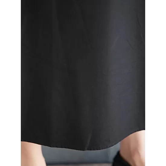 Contrast Color Pockets Printed Loose Short Sleeves Round-Neck Midi Dresses Contrast Color Pockets Printed Loose Short Sleeves Round-Neck Midi Dresses