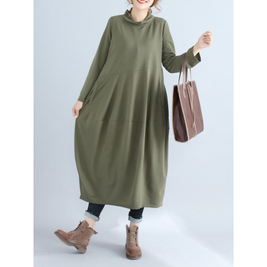Casual Loose Plus Size Solid Color Hooded Midi Dresses Casual Loose Plus Size Solid Color Hooded Midi Dresses