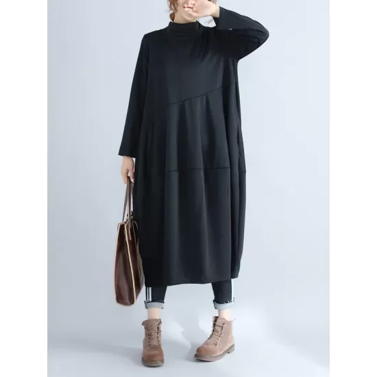 Casual Loose Plus Size Solid Color Hooded Midi Dresses Casual Loose Plus Size Solid Color Hooded Midi Dresses