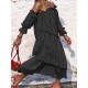 Loose Irregularity Falbala Solid Color Off-The-Shoulder Midi Dresses Loose Irregularity Falbala Solid Color Off-The-Shoulder Midi Dresses