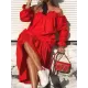 Loose Irregularity Falbala Solid Color Off-The-Shoulder Midi Dresses Loose Irregularity Falbala Solid Color Off-The-Shoulder Midi Dresses