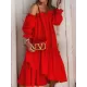 Loose Irregularity Falbala Solid Color Off-The-Shoulder Midi Dresses Loose Irregularity Falbala Solid Color Off-The-Shoulder Midi Dresses