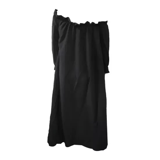 Loose Irregularity Falbala Solid Color Off-The-Shoulder Midi Dresses Loose Irregularity Falbala Solid Color Off-The-Shoulder Midi Dresses