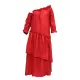 Loose Irregularity Falbala Solid Color Off-The-Shoulder Midi Dresses Loose Irregularity Falbala Solid Color Off-The-Shoulder Midi Dresses