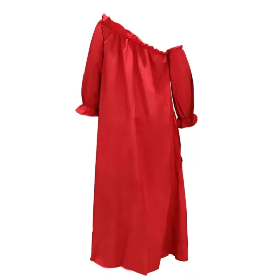 Loose Irregularity Falbala Solid Color Off-The-Shoulder Midi Dresses Loose Irregularity Falbala Solid Color Off-The-Shoulder Midi Dresses
