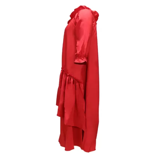 Loose Irregularity Falbala Solid Color Off-The-Shoulder Midi Dresses Loose Irregularity Falbala Solid Color Off-The-Shoulder Midi Dresses