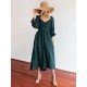 Original A-Line Loose Hollow Solid Color V-Neck Midi Dresses Original A-Line Loose Hollow Solid Color V-Neck Midi Dresses
