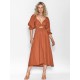 Original A-Line Loose Hollow Solid Color V-Neck Midi Dresses Original A-Line Loose Hollow Solid Color V-Neck Midi Dresses