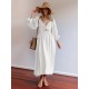 Original A-Line Loose Hollow Solid Color V-Neck Midi Dresses Original A-Line Loose Hollow Solid Color V-Neck Midi Dresses