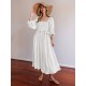 Original A-Line Loose Hollow Solid Color V-Neck Midi Dresses Original A-Line Loose Hollow Solid Color V-Neck Midi Dresses