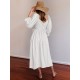 Original A-Line Loose Hollow Solid Color V-Neck Midi Dresses Original A-Line Loose Hollow Solid Color V-Neck Midi Dresses