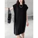 Loose Short Sleeves Asymmetric Zipper Round-Neck Dresses Midi Dresses Loose Short Sleeves Asymmetric Zipper Round-Neck Dresses Midi Dresses