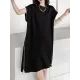 Loose Short Sleeves Asymmetric Zipper Round-Neck Dresses Midi Dresses Loose Short Sleeves Asymmetric Zipper Round-Neck Dresses Midi Dresses