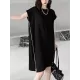 Loose Short Sleeves Asymmetric Zipper Round-Neck Dresses Midi Dresses Loose Short Sleeves Asymmetric Zipper Round-Neck Dresses Midi Dresses