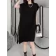 Loose Short Sleeves Asymmetric Zipper Round-Neck Dresses Midi Dresses Loose Short Sleeves Asymmetric Zipper Round-Neck Dresses Midi Dresses