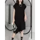 Loose Short Sleeves Asymmetric Zipper Round-Neck Dresses Midi Dresses Loose Short Sleeves Asymmetric Zipper Round-Neck Dresses Midi Dresses