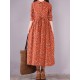 Original Lapel Frenum Floral Printed Midi Dress Original Lapel Frenum Floral Printed Midi Dress
