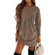 Casual Loose Long Sleeves Solid Color Round-Neck Mini Dresses Casual Loose Long Sleeves Solid Color Round-Neck Mini Dresses