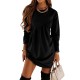 Casual Loose Long Sleeves Solid Color Round-Neck Mini Dresses Casual Loose Long Sleeves Solid Color Round-Neck Mini Dresses