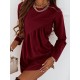 Casual Loose Long Sleeves Solid Color Round-Neck Mini Dresses Casual Loose Long Sleeves Solid Color Round-Neck Mini Dresses