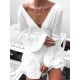 Backless Elasticity Pleated Solid Color Split-Joint A-Line Long Sleeves Deep V-Neck Mini Dresses Backless Elasticity Pleated Solid Color Split-Joint A-Line Long Sleeves Deep V-Neck Mini Dresses