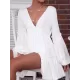 Backless Elasticity Pleated Solid Color Split-Joint A-Line Long Sleeves Deep V-Neck Mini Dresses Backless Elasticity Pleated Solid Color Split-Joint A-Line Long Sleeves Deep V-Neck Mini Dresses