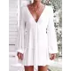 Backless Elasticity Pleated Solid Color Split-Joint A-Line Long Sleeves Deep V-Neck Mini Dresses Backless Elasticity Pleated Solid Color Split-Joint A-Line Long Sleeves Deep V-Neck Mini Dresses