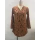 Leopard High-Low Long Sleeves V-Neck Mini Dresses Leopard High-Low Long Sleeves V-Neck Mini Dresses