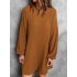 Solid Color Split-Joint A-Line High Waisted Round-Neck Mini Dresses