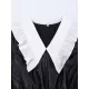 Elasticity Pleated Split-Joint Loose Puff Sleeves Peter Pan Collar Mini Dresses Elasticity Pleated Split-Joint Loose Puff Sleeves Peter Pan Collar Mini Dresses