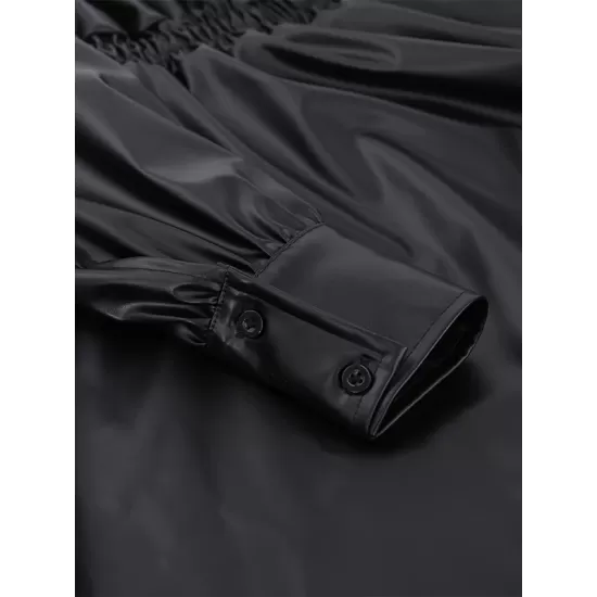 Elasticity Pleated Split-Joint Loose Puff Sleeves Peter Pan Collar Mini Dresses Elasticity Pleated Split-Joint Loose Puff Sleeves Peter Pan Collar Mini Dresses