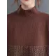 Casual Long Sleeves Loose Split-Joint Jacquard High-Neck Sweater Dresses Casual Long Sleeves Loose Split-Joint Jacquard High-Neck Sweater Dresses