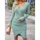 Casual Wrap Solid Color V-Neck Dress Casual Wrap Solid Color V-Neck Dress
