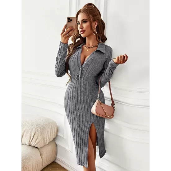 Casual Wrap Buckle V-Neck Dress Casual Wrap Buckle V-Neck Dress