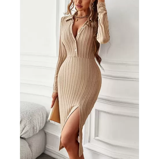 Casual Wrap Buckle V-Neck Dress Casual Wrap Buckle V-Neck Dress