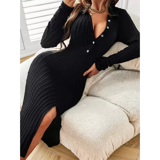 Casual Wrap Buckle V-Neck Dress Casual Wrap Buckle V-Neck Dress