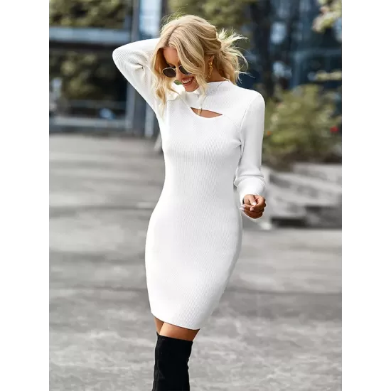 Casual Wrap Solid Color High-Neck Dress Casual Wrap Solid Color High-Neck Dress