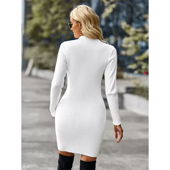 Casual Wrap Solid Color High-Neck Dress Casual Wrap Solid Color High-Neck Dress