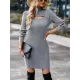 Casual Wrap Solid Color High-Neck Dress Casual Wrap Solid Color High-Neck Dress