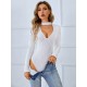 Casual Wrap Long Sleeves Solid Deep V-Neck Bodysuit Casual Wrap Long Sleeves Solid Deep V-Neck Bodysuit