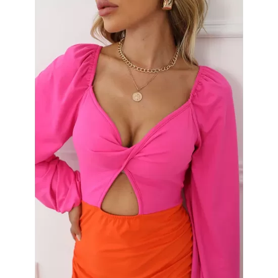 Casual Wrap Patchwork V-Neck Dress Casual Wrap Patchwork V-Neck Dress