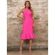 Casual Wrap Solid Color Round-Neck Dress Casual Wrap Solid Color Round-Neck Dress
