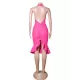 Casual Wrap Solid Color Round-Neck Dress Casual Wrap Solid Color Round-Neck Dress