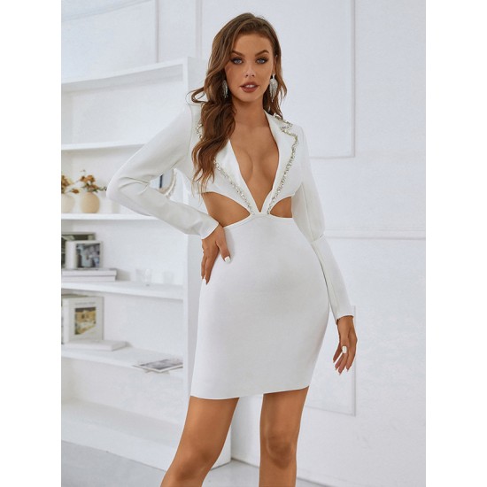 Casual Wrap Solid Color Zipper V-Neck Dress Casual Wrap Solid Color Zipper V-Neck Dress